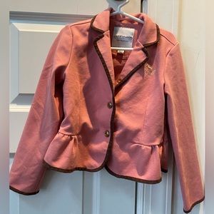 Janie and Jack Stretch Cotton Blazer Pink | Size 5-6